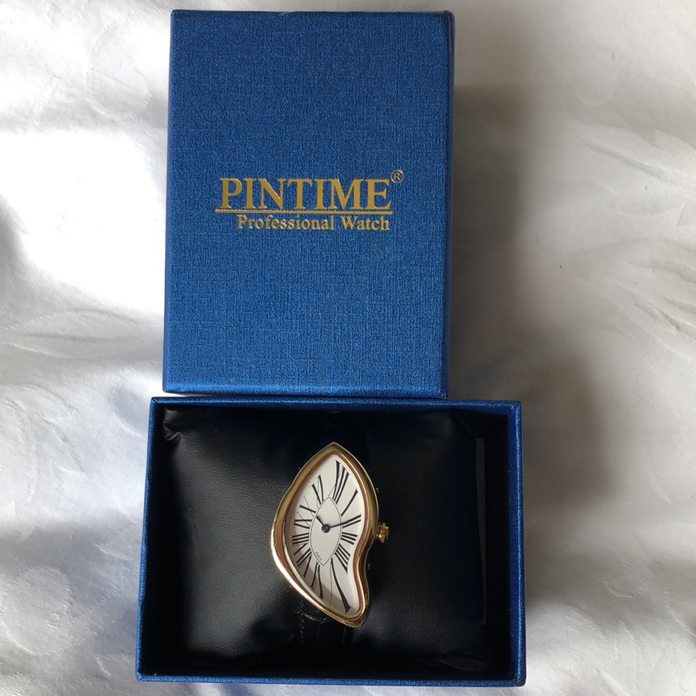 Pintime Watch Surrealist Gold Melting Clock Working Unique Clasp Box Paris Dali